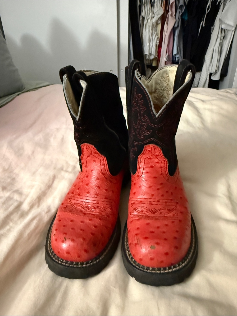 Ariat red and black phat baby cowboy boots